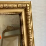 Old gilded mirror louis Philippe rectangular carved godrons