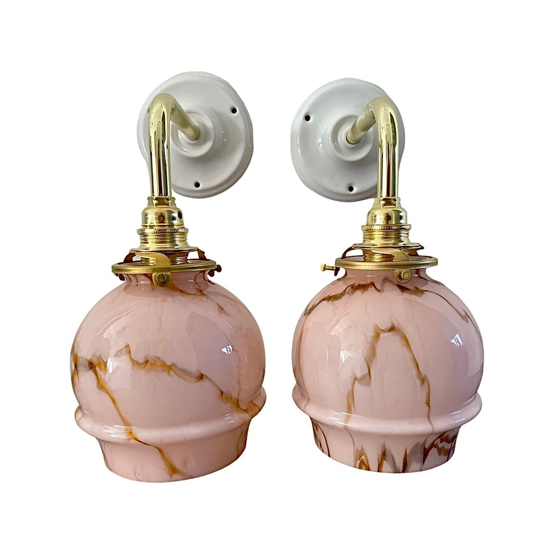 Pair of newly electrified art deco wall lamps