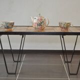 Industrial coffee table metal and solid wood