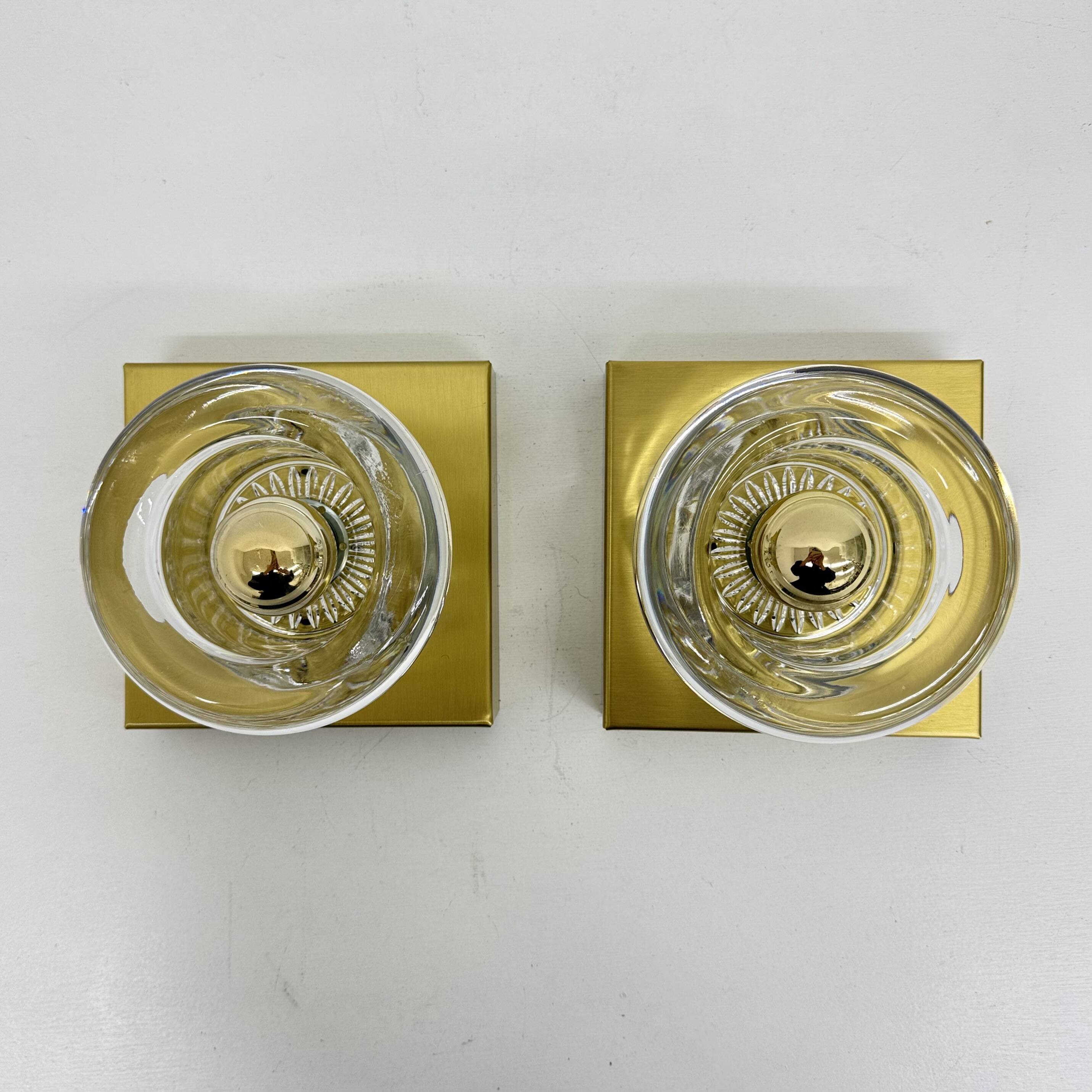 Vintage Peill & Putzler Ice glass Wall Lamp , 1970s