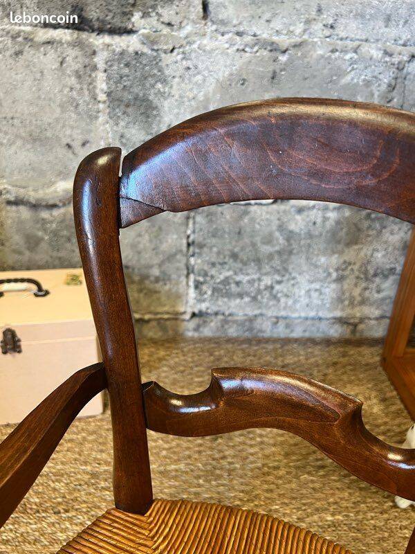 Fauteuil en paille vintage pour enfant