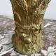 Pair of vases, solid bronze, gilded, early 20th century work, dove decoration, sheaf of wheat, art