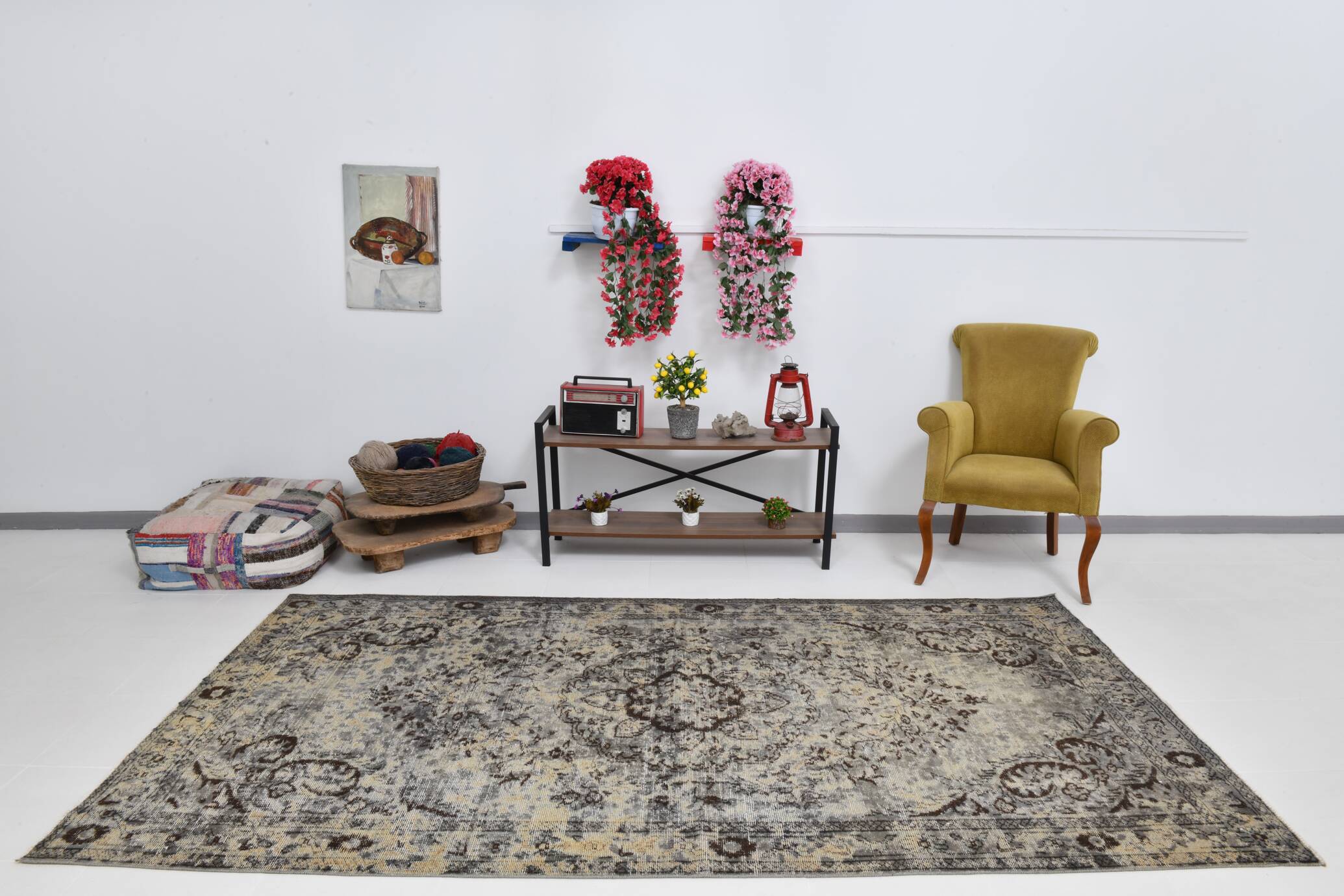 5x10 Distressed Brown Vintage Rug, 164x295Cm