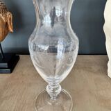 Engraved glass vase