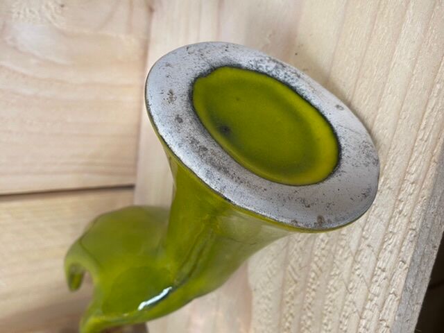 Vintage green hand vase