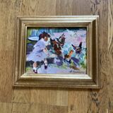 Tableau Huile sur toile marouflée sur carton dimension : 28x33 cm-