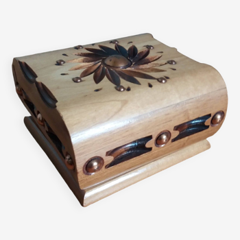 Carved wooden cigarette box