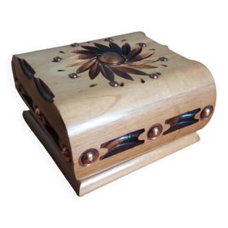 Carved wooden cigarette box