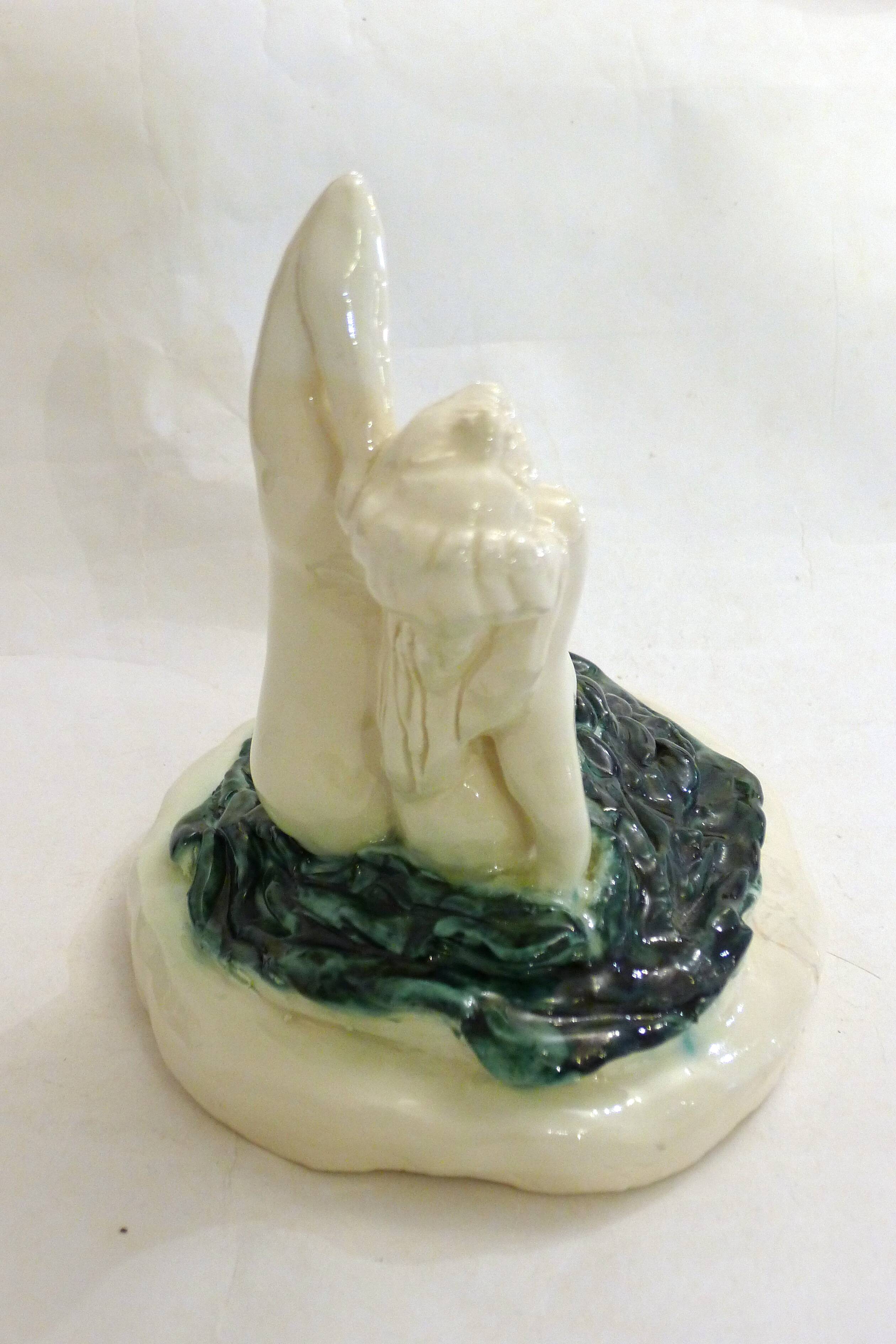 Mid-century Bathing Woman sculpture, ceramic piece.
