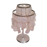 Aluminum table lamp and vintage mother-of-pearl tablets