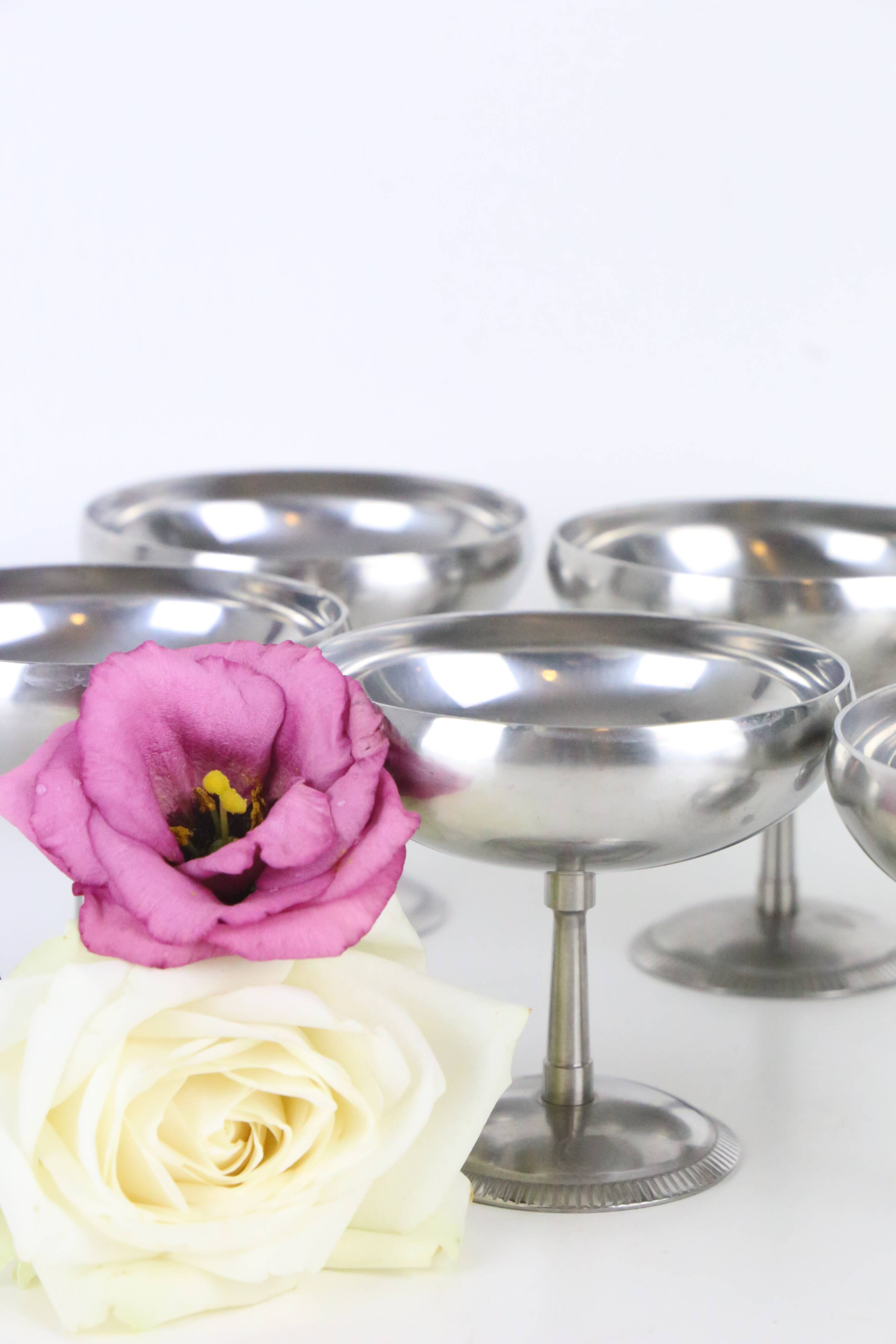 Set of 6 stainless steel bowls by Letang-Remy, vintage French, 1970s