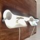 Pair of large scandinavian design steel wall lights 1970.