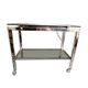 Side table, serving table, console in glass and chrome metal.