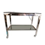 Table d'appoint, desserte, console en verre et métal chromé