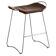 Old Silver Steel Kitchen Stool and Dark Brown Leather, Contemporary Style