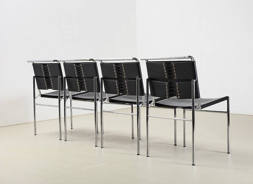 Eileen Gray Set of 4 Roque Brune Dining Chairs for Classicon 1927/1990s
