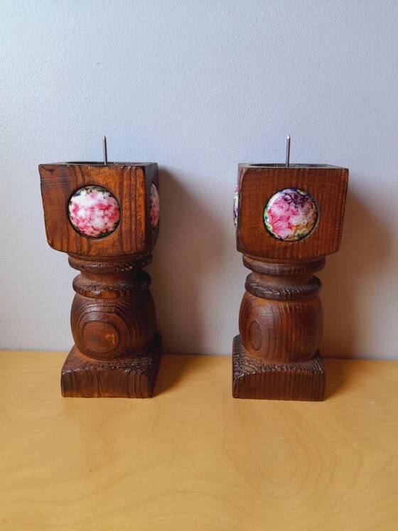 Brutalist candle holder pair Capo Esmaltes