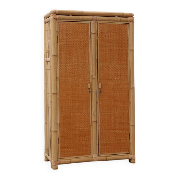 Armoire en bambou et rotin du milieu du siècle, Italie vers 1960