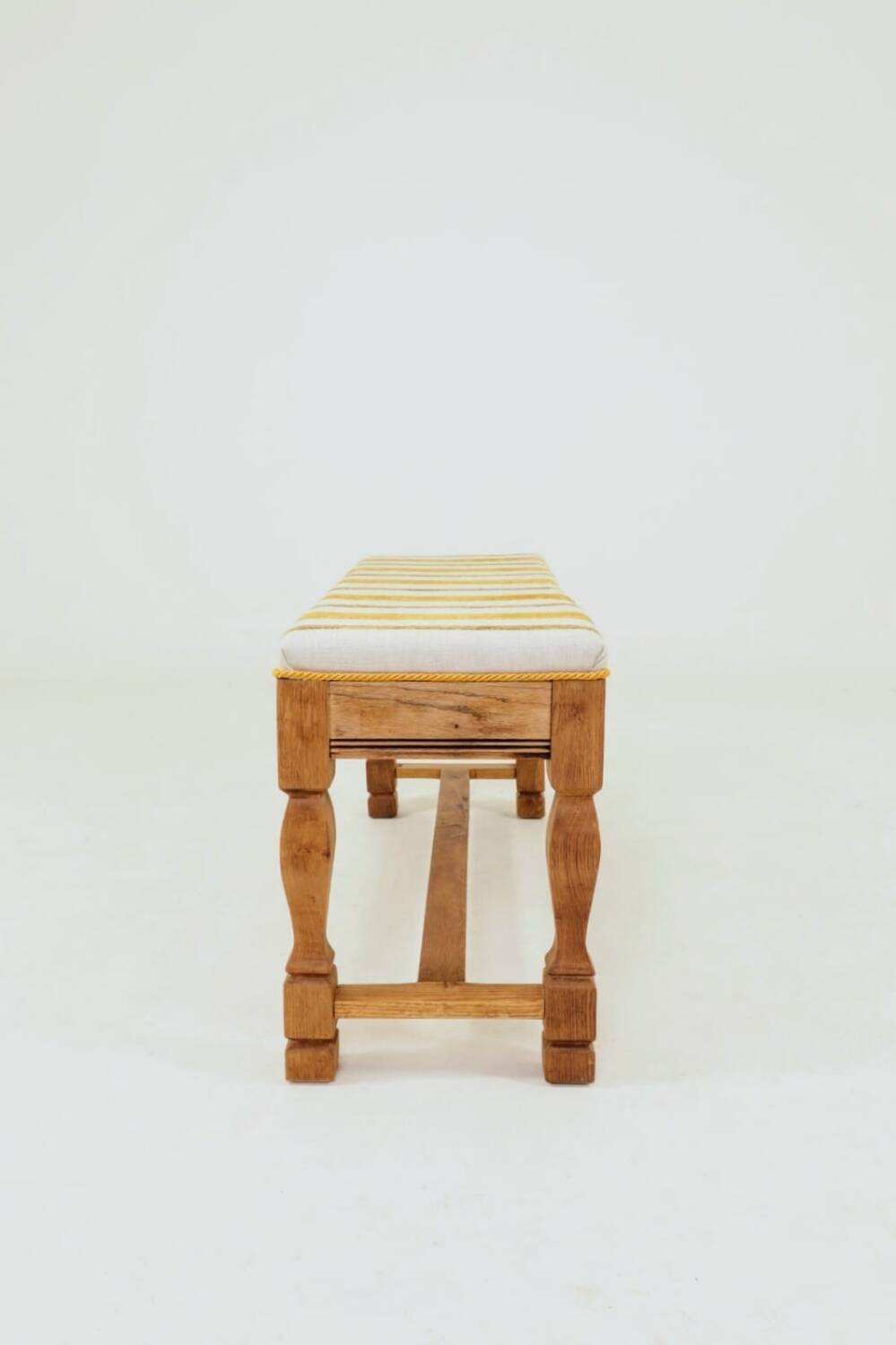 Vintage rustic oak bench after renovation