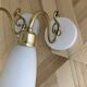 Paire appliques col de cygne laiton tulipe en verre blanc opaline