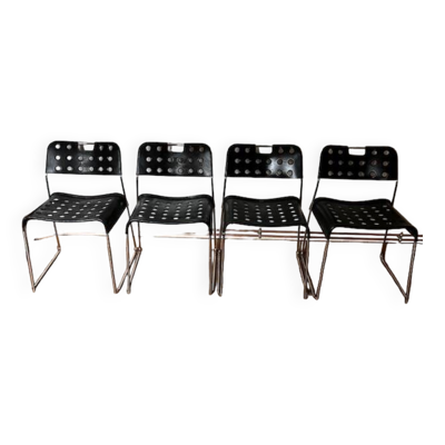 Ensemble de 4 chaises Omstak Noires par Rodney Kinsman pour Bieffeplast