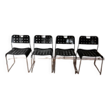 Set of 4 Black Omstak Chairs by Rodney Kinsman for Bieffeplast