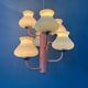 Mid-century opaline glass chandelier with a pink structure.