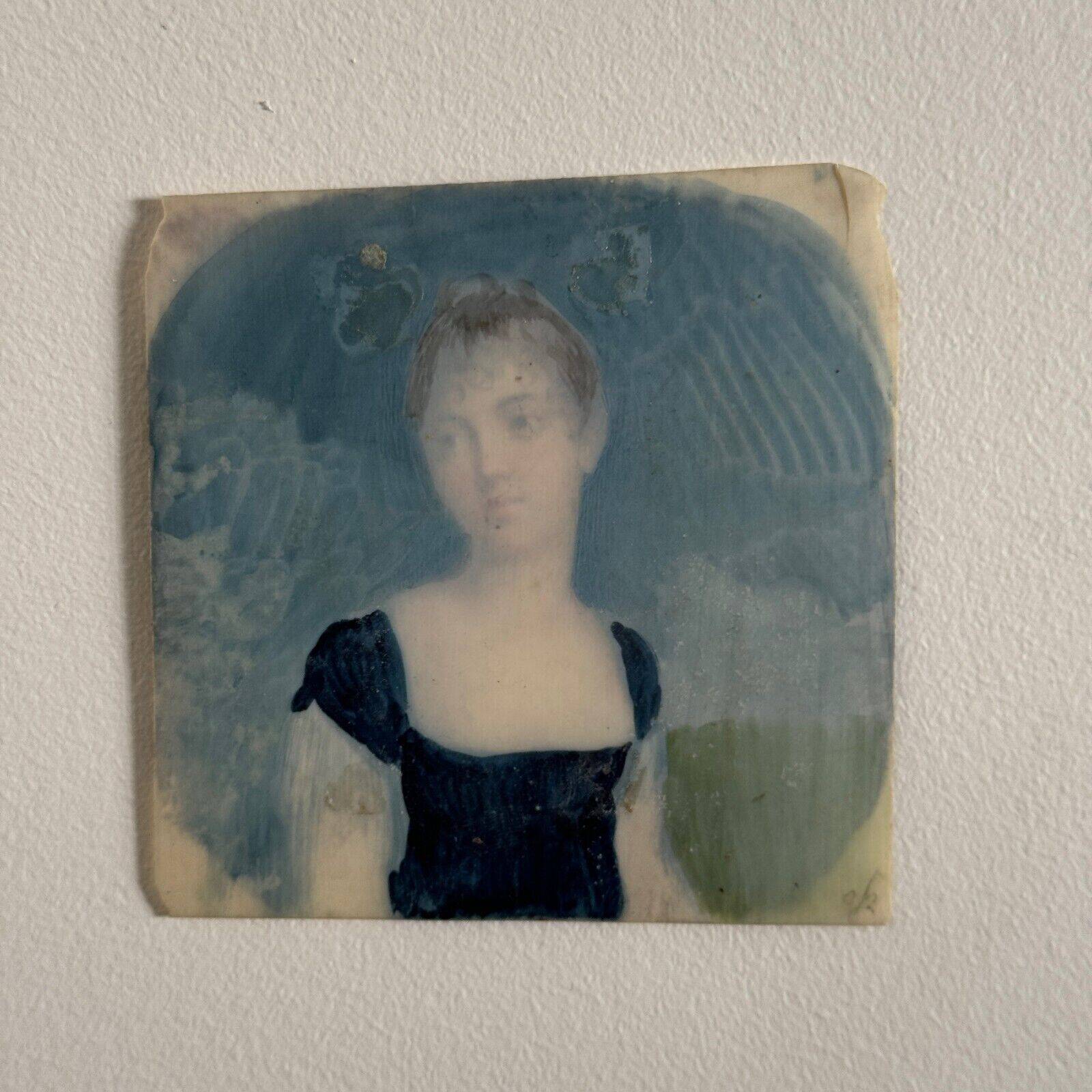 Miniature, early 19th century, hand-painted portrait of a woman