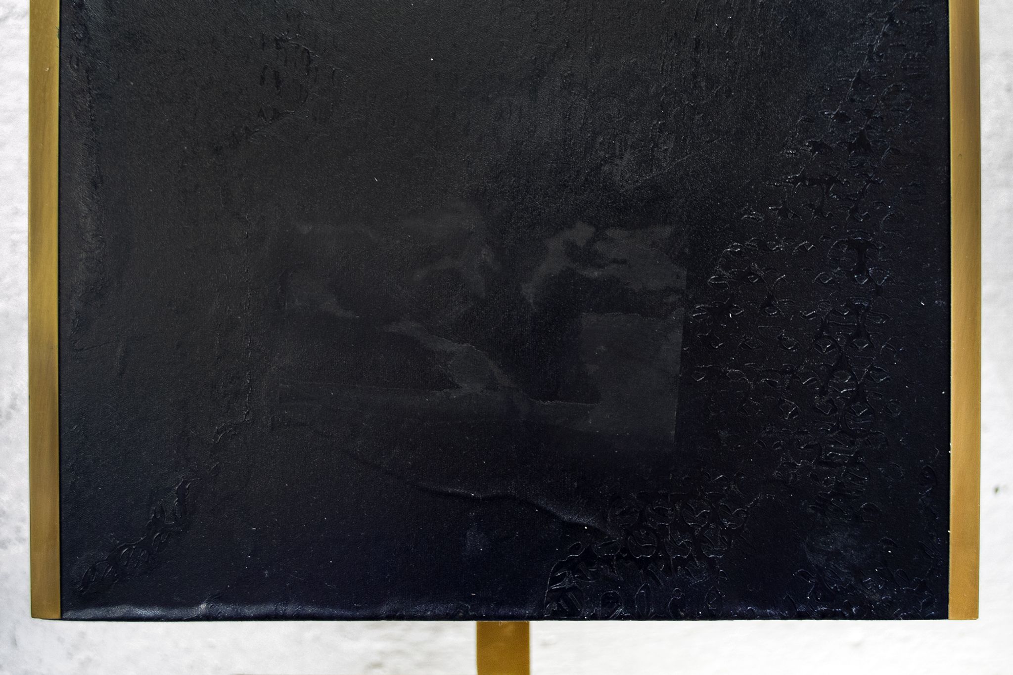 Brass, marble and leather lamp designed by Trussardi Atelier Anni 2000 For the theatre restaurant in