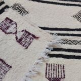 Black and purple white carpet woven by hand in pure wool