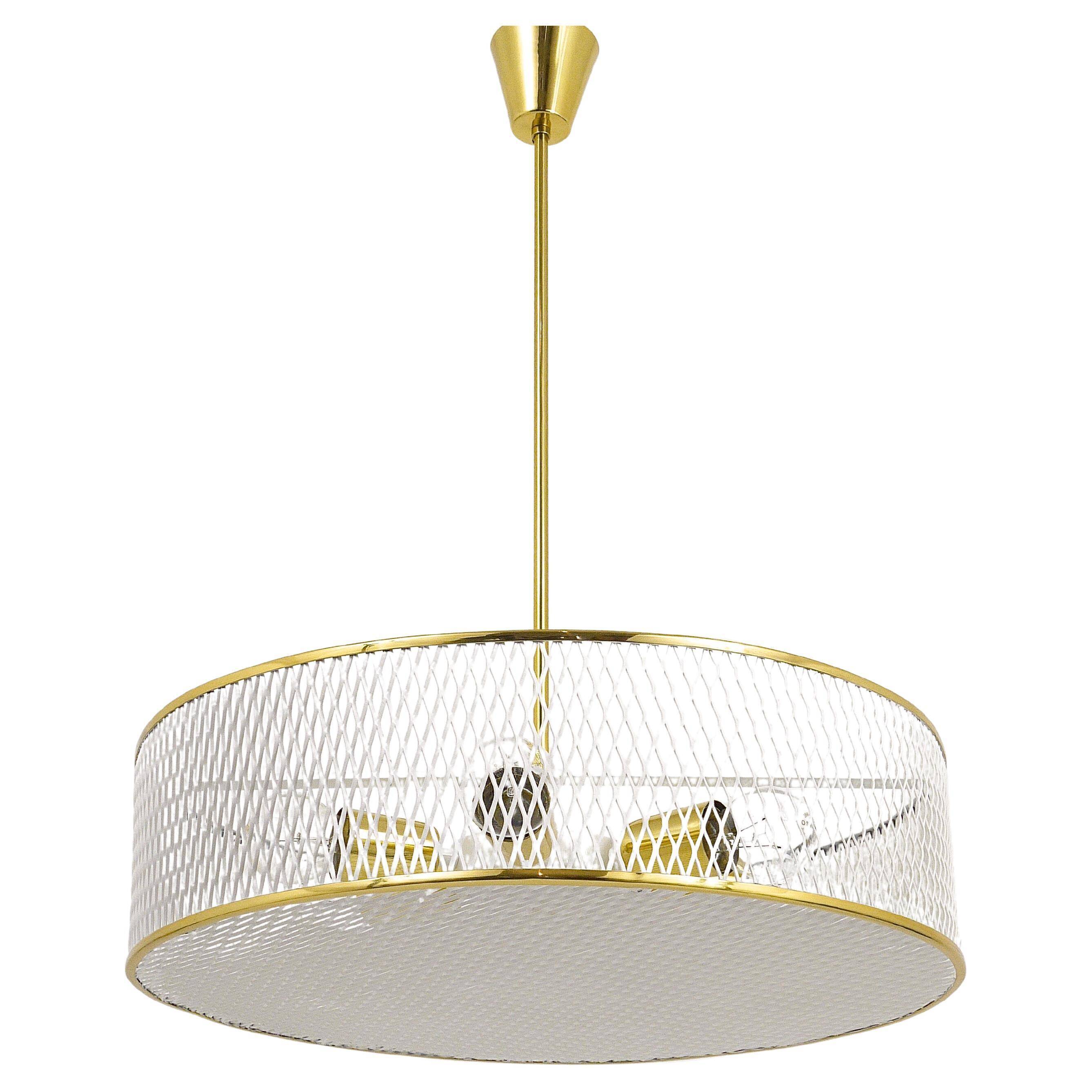 Brass Pendant Light in the Style of Mathieu Matégot Mid-Century, France, 1950s