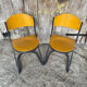 Pair of Chairs SOUVIGNET Model ELODIE Grey Metal & Wood Made in France