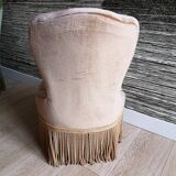 Small armchair toad in taupe velvet