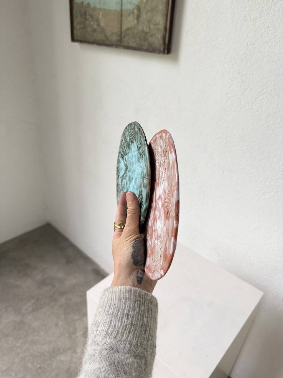 Pair of Vallauris ceramic dinner plates