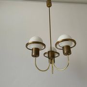 Suspended lamp with 3 glass balls and brass frame, Germany, 1960s