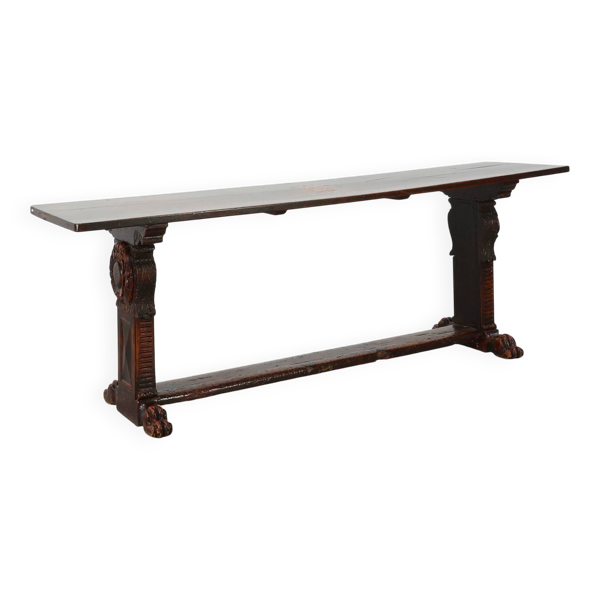 Table console en noyer, Renaissance, toscane, Italie 16ème siècle