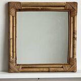 Bamboo rattan mirror from the 70s, French Riviera.