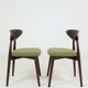 Modern Set of 2 Dining Chairs, Avocado Green Bouclè and Dark Wood