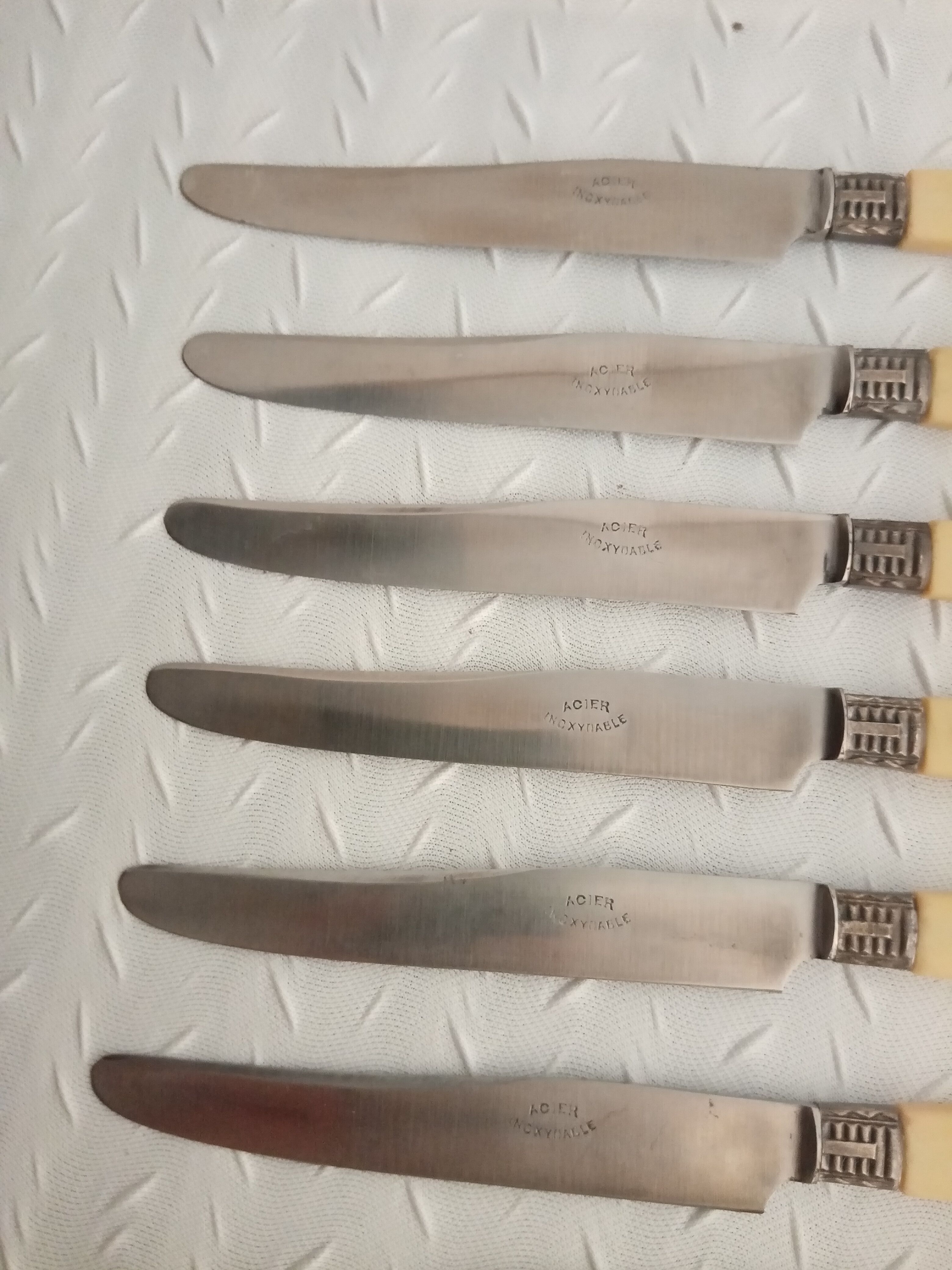 12 old silver ferrule cheese knives