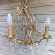 Rare old cage chandelier in gilded bronze and crystal 4 lights / WORKING CONDITION LEFT?