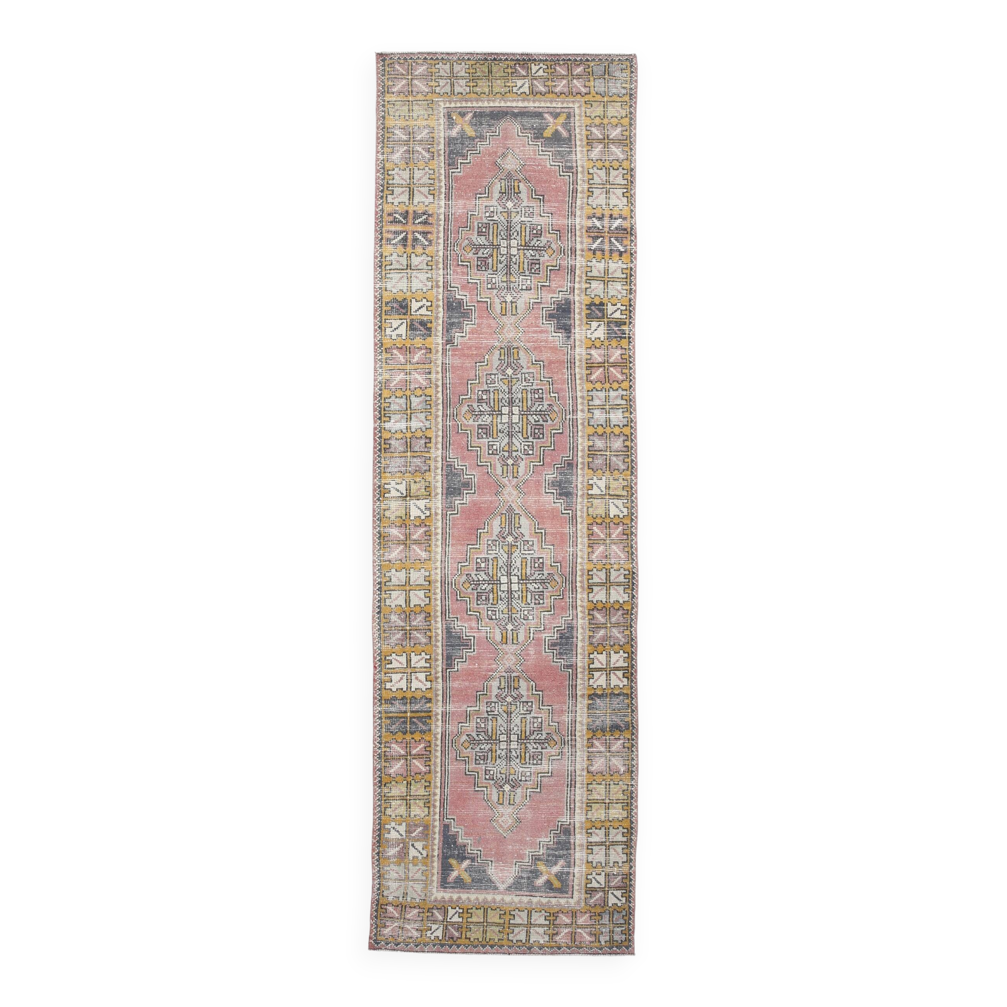 Red & Gold Persian Hallway Runner Rug,  92x314Cm