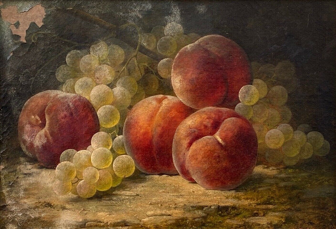 Still life by joseph eugene gilbault 85 peaches and bunches of grapes