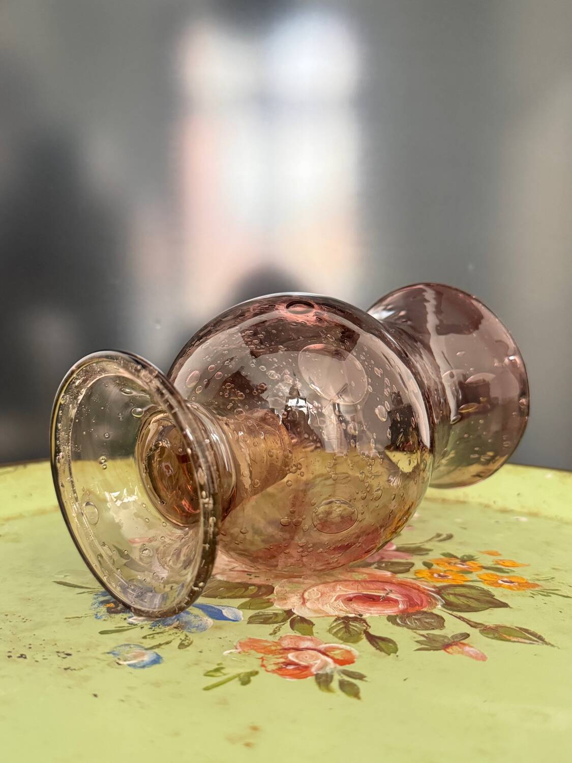 Biot glass tealight candle holder