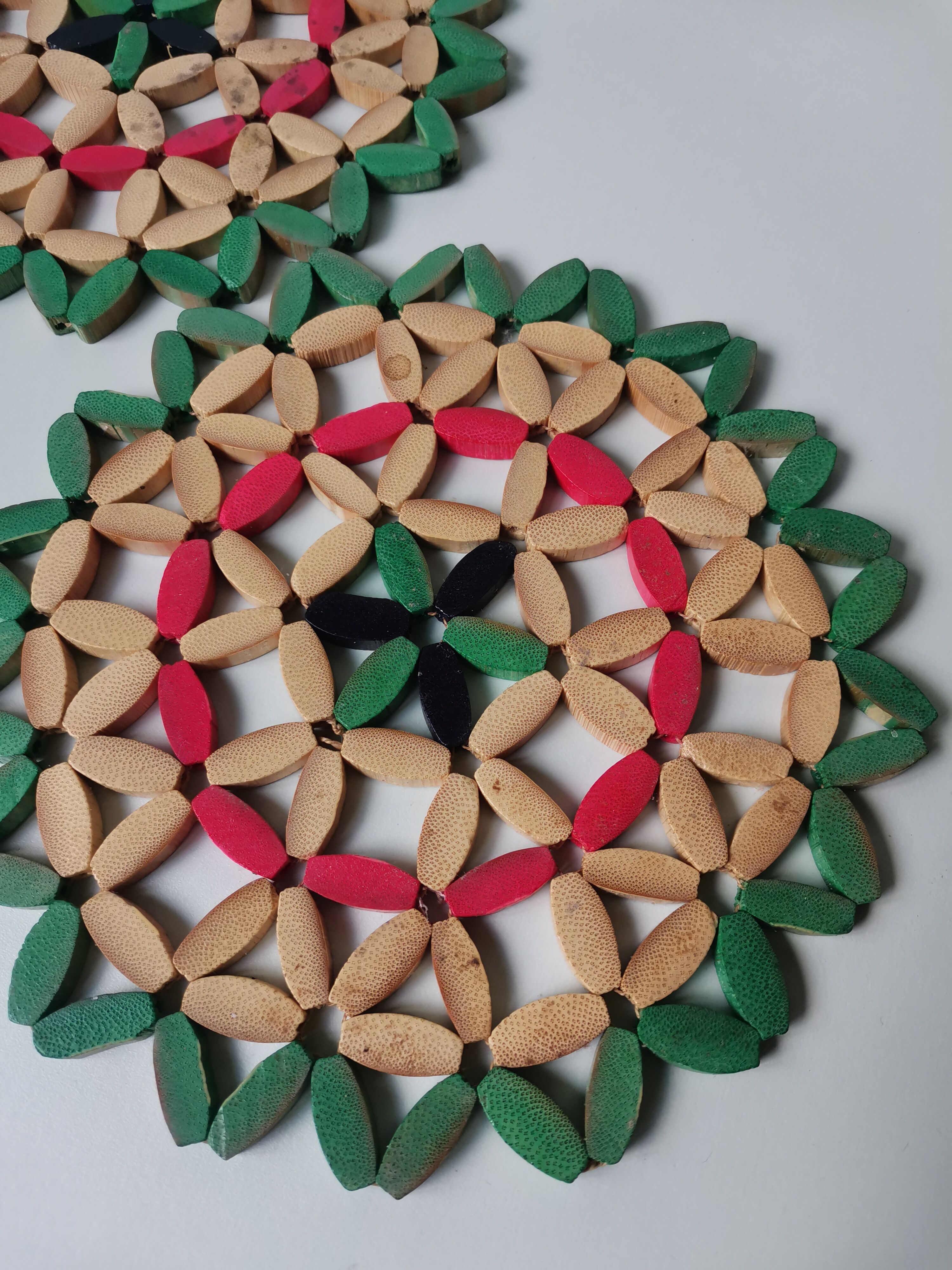 Set of 2 vintage bamboo beads