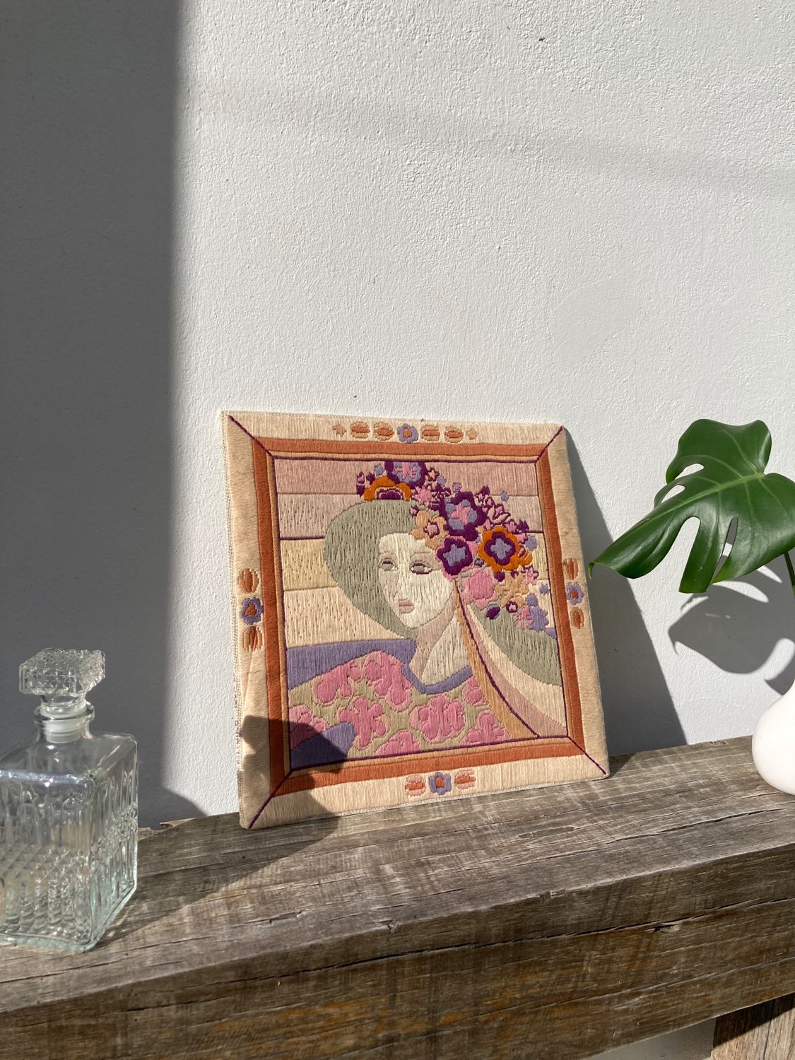Vintage tapestry portrait of a woman