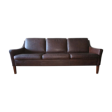 Mid-century danish 3seater sofa in dark brown leather