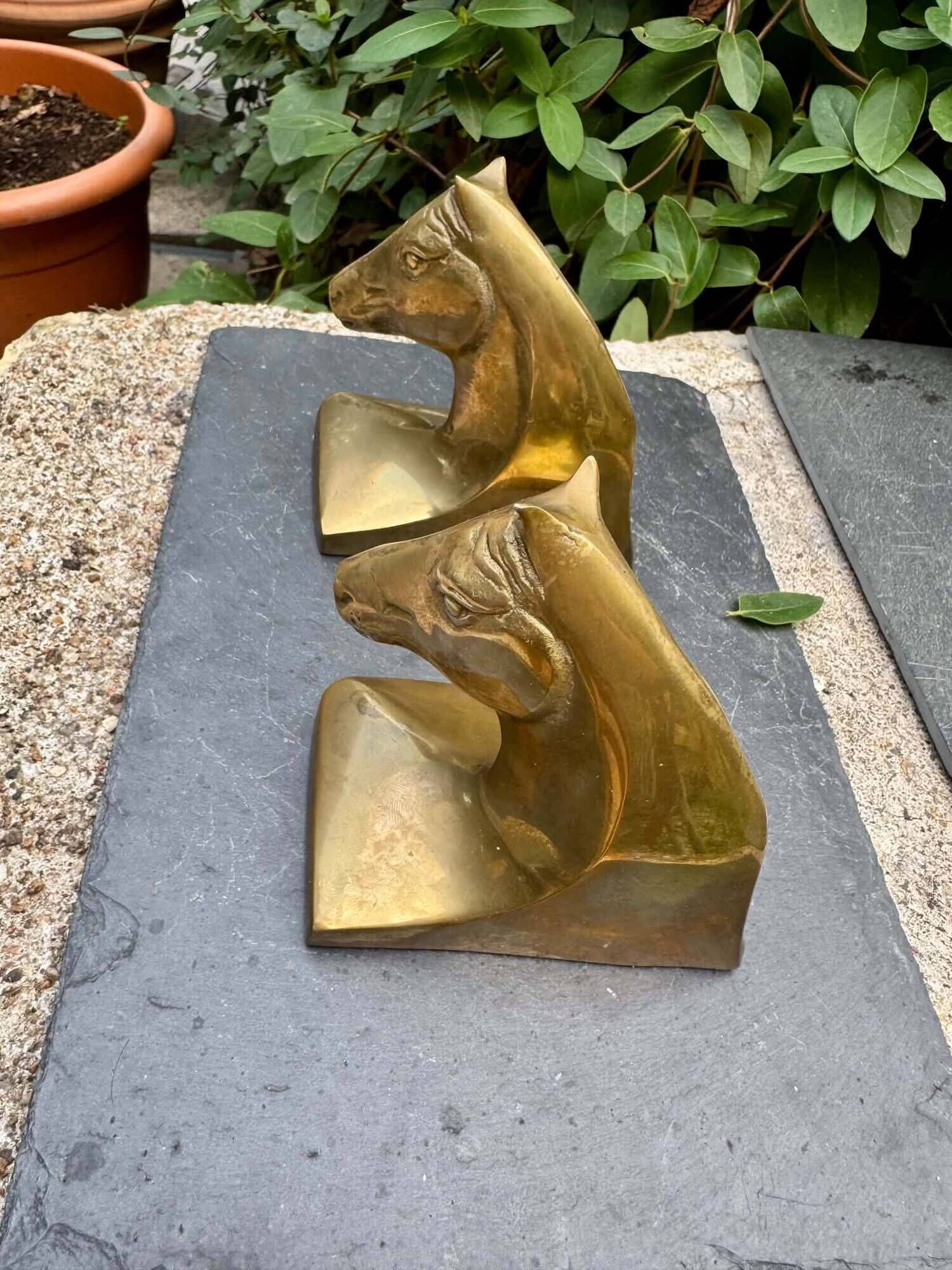 Pair of brass Art Deco horse bookends