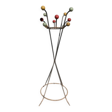Ancien portemanteau en fer forgé type clé de sol par Roger Féraud