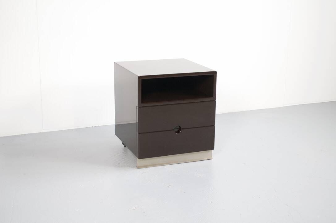 Mb16 brown lacquered chest by luigi caccia dominioni 70's azucena editor