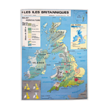 Vintage school map of the British Isles, mid-1982